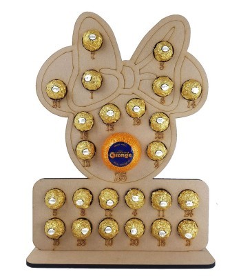 6mm Mouse Head with Bow Plaque Chocolate Orange and Ferrero Rocher Holder Advent Calendar